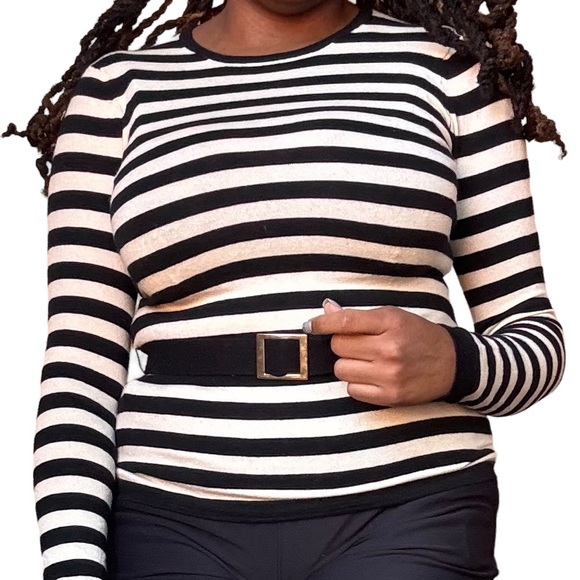 Trina Turk Stripe Sweater Cashmere Silk Wool Size M - Picture 2 of 11